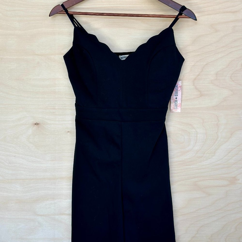 ❤️ NWT Inspired Hearts Black Jumpsuit Scalloped Neckline Size M